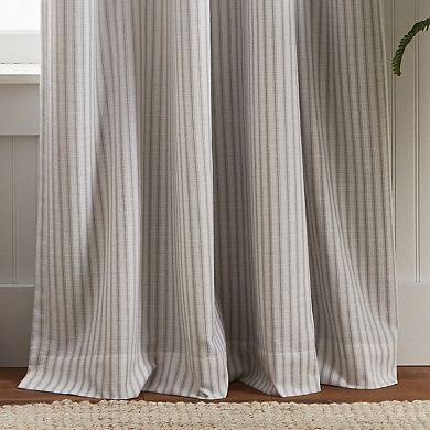 Martha Stewart Ticking Stripe Backtab 2 Window Curtain Panels