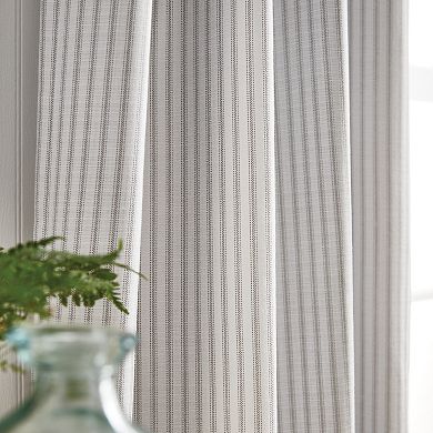 Martha Stewart Ticking Stripe Backtab 2 Window Curtain Panels