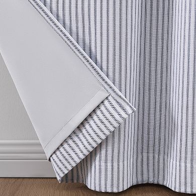 Martha Stewart Ticking Stripe Backtab 2 Window Curtain Panels
