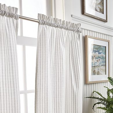 Martha Stewart Ticking Stripe Rod Pocket Top Tier & Valance Window Curtain Panels