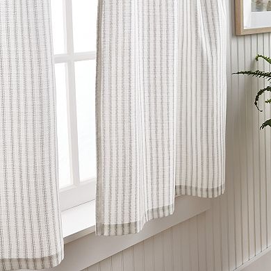 Martha Stewart Ticking Stripe Rod Pocket Top Tier & Valance Window Curtain Panels