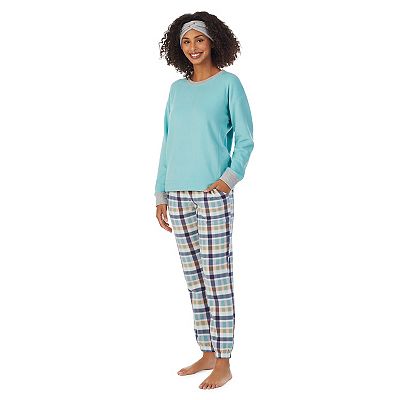 Women s Cuddl Duds 3 pc. Stretch Fleece Long Sleeve Pajama Top Pajama Pants Headband Set