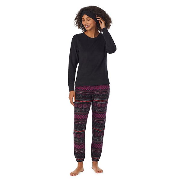 Women's Cuddl Duds® 3-pc. Stretch Fleece Long Sleeve Pajama Top, Pajama  Pants & Headband Set