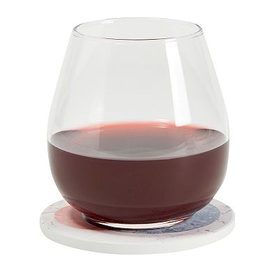 8 Pack Ceramic Coasters for Drinks, Round Modern with Holder & Cork Base 4 In