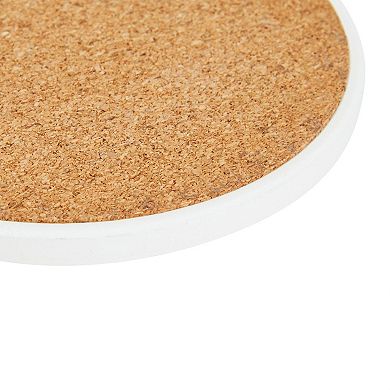 8 Pack Ceramic Coasters for Drinks, Round Modern with Holder & Cork Base 4 In