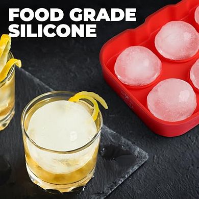 Zulay Silicone Ice Cube Trays Set of 2 - Square Ice Cube Molds and Sphere Ice Ball Maker with Lid