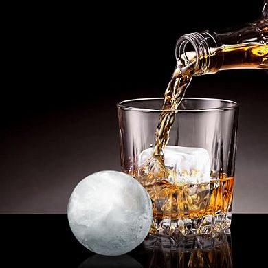 Zulay Silicone Ice Cube Trays Set of 2 - Square Ice Cube Molds and Sphere Ice Ball Maker with Lid