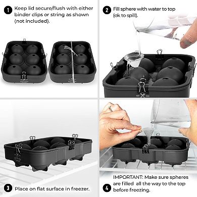 Zulay Silicone Ice Cube Trays Set of 2 - Square Ice Cube Molds and Sphere Ice Ball Maker with Lid