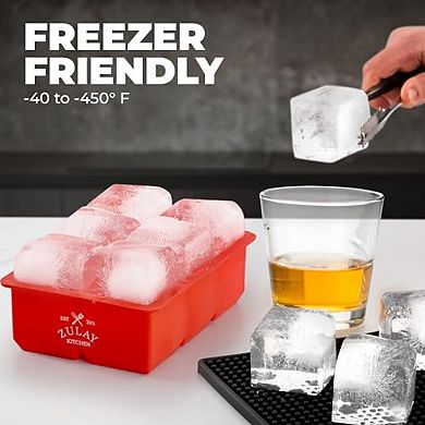 Zulay Silicone Ice Cube Trays Set of 2 - Square Ice Cube Molds and Sphere Ice Ball Maker with Lid