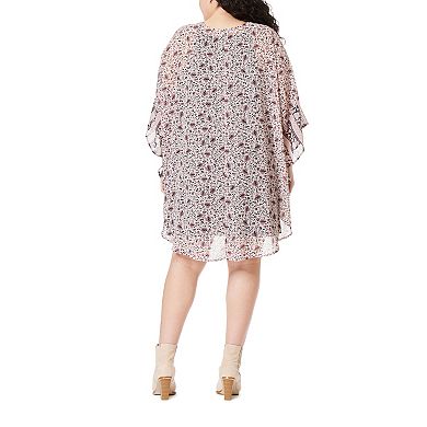Juniors' Plus Size WallFlower Kimono with Swing Dress Set
