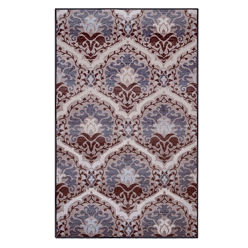 SUPERIOR Chloe Non-Slip Floral Damask Indoor Area Rug, Brown, 8X10 Ft