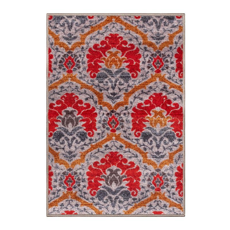 SUPERIOR Chloe Non-Slip Floral Damask Indoor Area Rug, Grey, 8X10 Ft