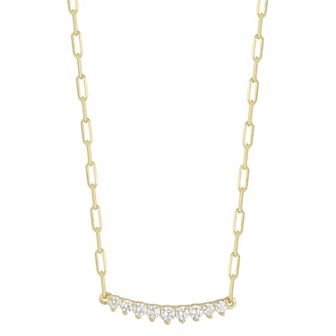 Sunkissed Sterling Cubic Zirconia Small Bar Necklace