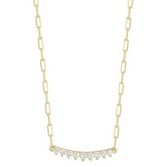 Sunkissed Sterling Cubic Zirconia Small Bar Necklace