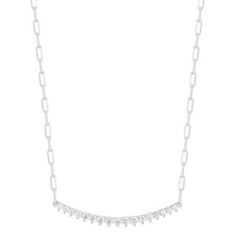 Sunkissed Sterling Cubic Zirconia Big Bar Necklace