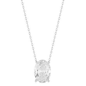 Sunkissed Sterling Cubic Zirconia Oval Solitaire Necklace