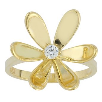 Sunkissed Sterling Cubic Zirconia Flower Statement Ring