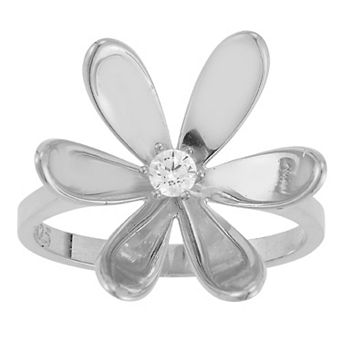 Sunkissed Sterling Cubic Zirconia Flower Statement Ring