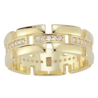 Sunkissed Sterling Cubic Zirconia Link Ring