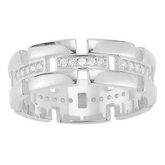 Sunkissed Sterling Cubic Zirconia Link Ring