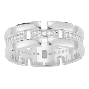Sunkissed Sterling Cubic Zirconia Link Ring