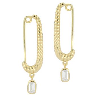 Sunkissed Sterling Cubic Zirconia Twist Link Drop Earrings