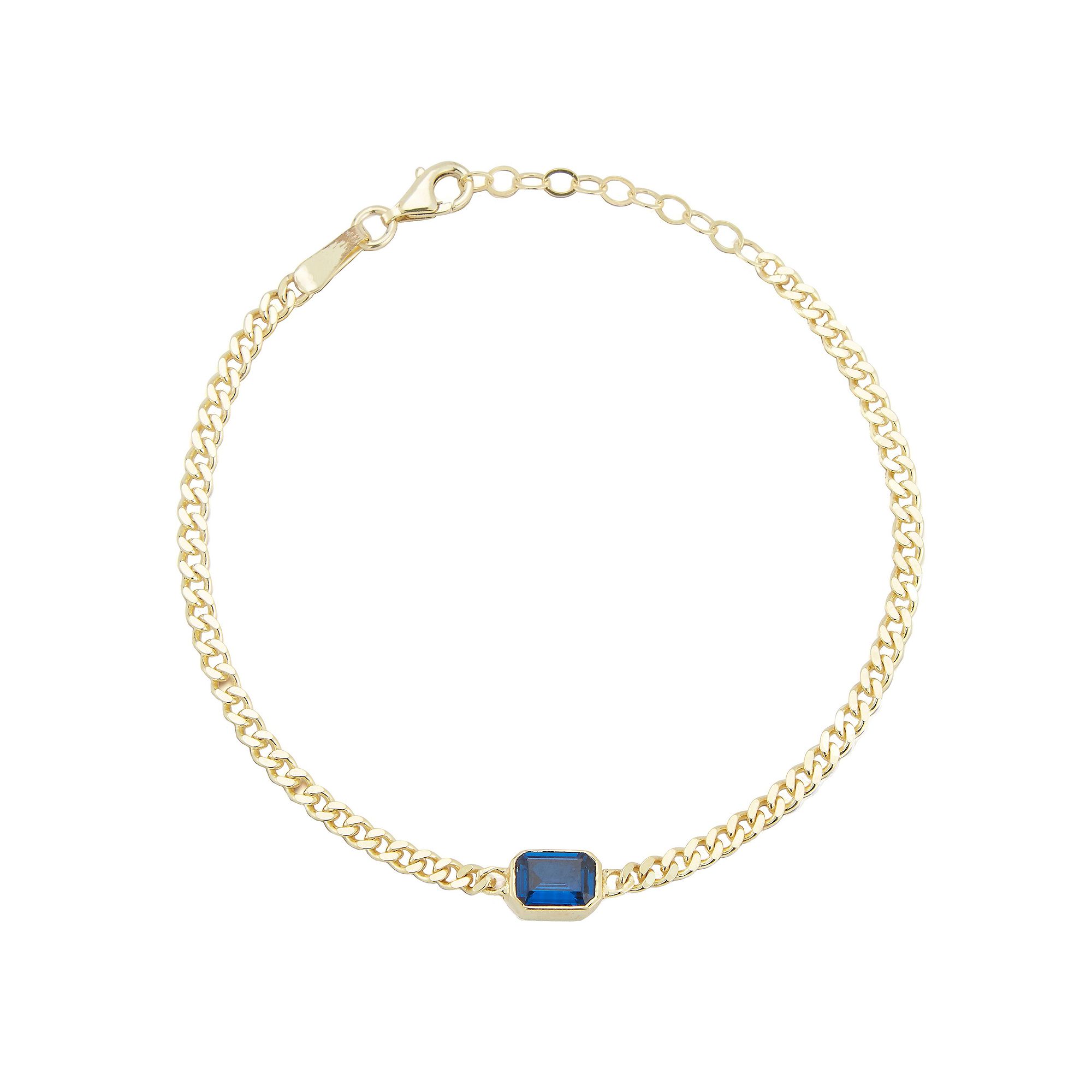 Sunkissed Sterling 14k Gold Over Silver Cubic Zirconia Curb Chain Bracelet