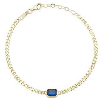 Sunkissed Sterling 14k Gold Over Silver Cubic Zirconia Curb Chain Bracelet