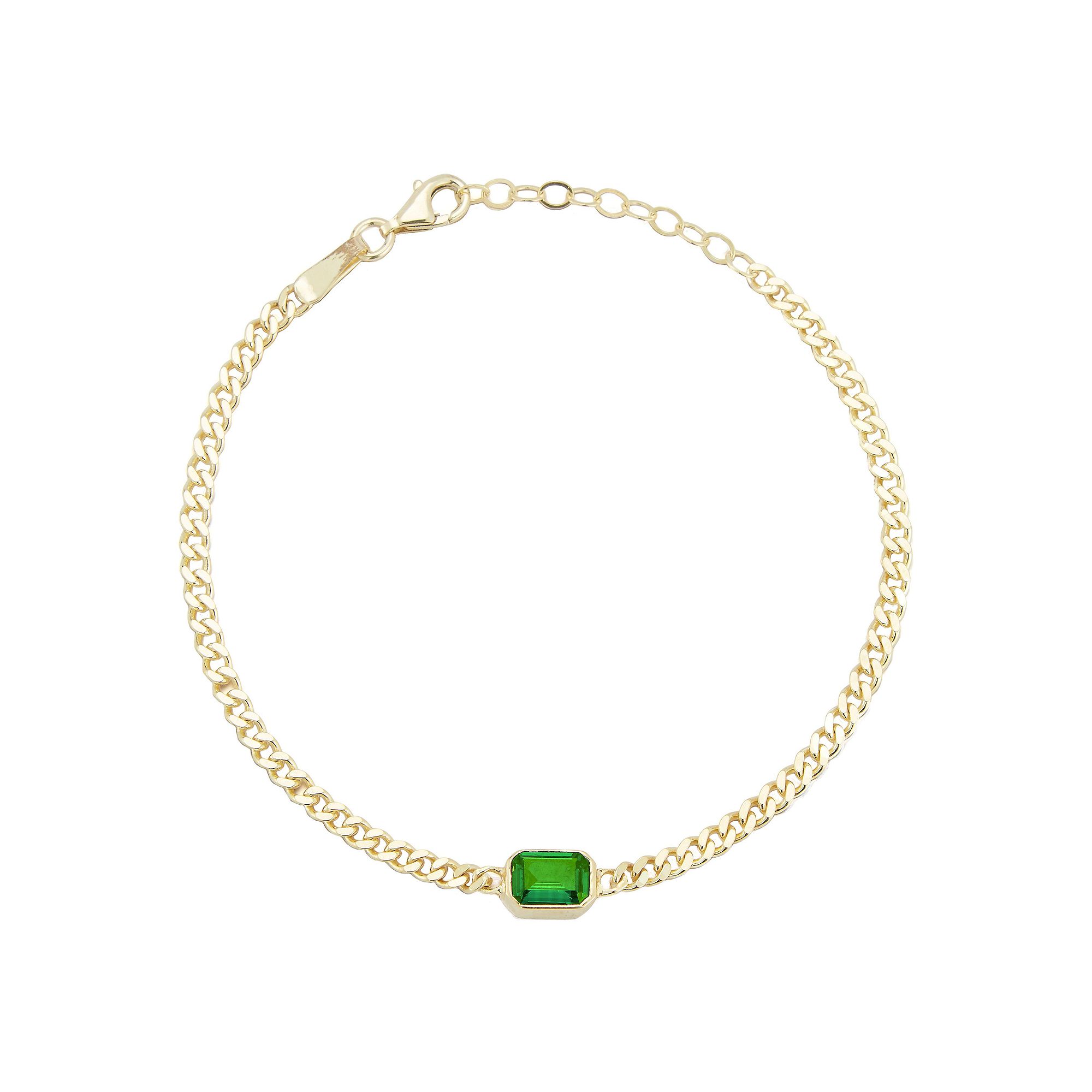 Sunkissed Sterling 14k Gold Over Silver Cubic Zirconia Curb Chain Bracelet