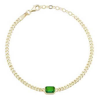 Sunkissed Sterling 14k Gold Over Silver Cubic Zirconia Curb Chain Bracelet