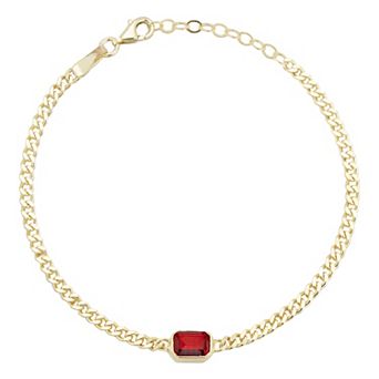 Sunkissed Sterling 14k Gold Over Silver Cubic Zirconia Curb Chain Bracelet