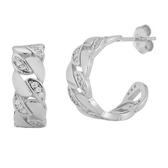 Sunkissed Sterling Cubic Zirconia Link Hoop Earrings