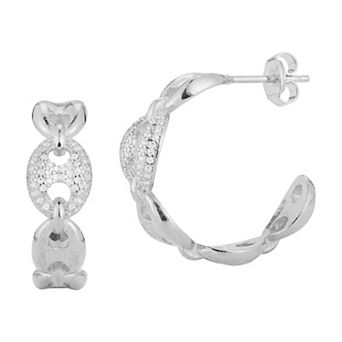 Sunkissed Sterling Cubic Zirconia Mariner Hoop Earrings