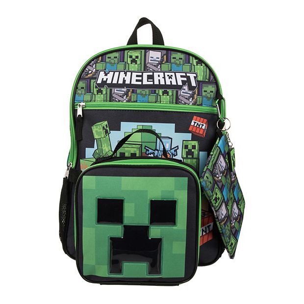 Kids Minecraft 5 Piece Backpack Set Set