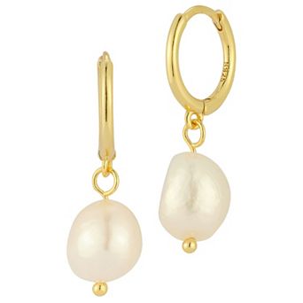 Sunkissed Sterling Freshwater Cultured Pearl Charm Huggie Hoop Earrings