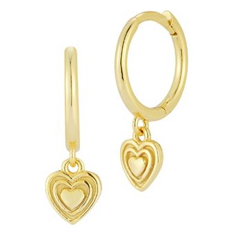 Sunkissed Sterling Heart Charm Huggie Hoop Earrings