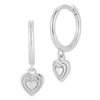 Sunkissed Sterling Heart Charm Huggie Hoop Earrings