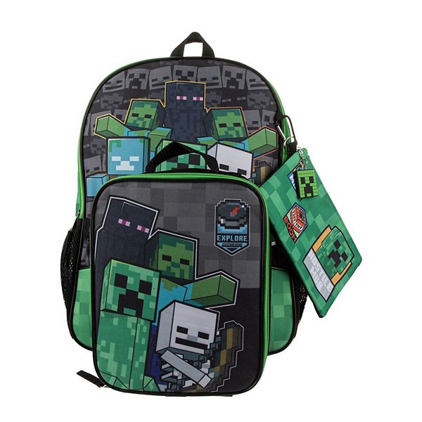 Kids Minecraft 5 Piece Backpack Set Set