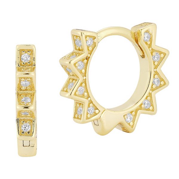 Sunkissed Sterling Cubic Zirconia Spike Huggie Hoop Earrings