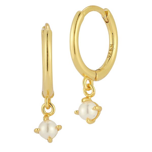 Sunkissed Sterling Freshwater Cultured Pearl Charm Huggie Hoop Earrings