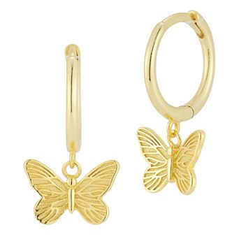 Sunkissed Sterling Butterfly Charm Huggie Hoop Earrings