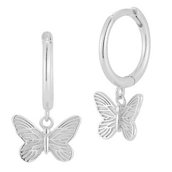 Sunkissed Sterling Butterfly Charm Huggie Hoop Earrings