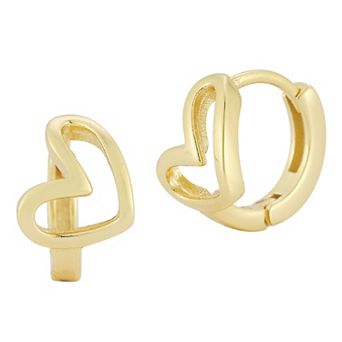 Sunkissed Sterling Open Heart Huggie Hoop Earrings