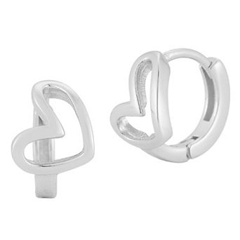Sunkissed Sterling Open Heart Huggie Hoop Earrings