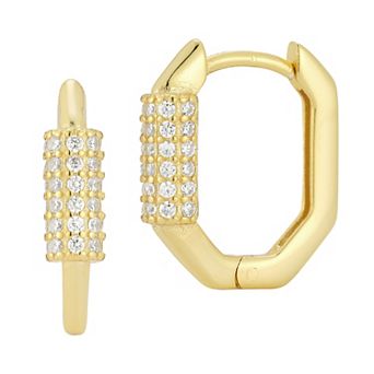 Sunkissed Sterling Cubic Zirconia Oval Huggie Hoop Earrings