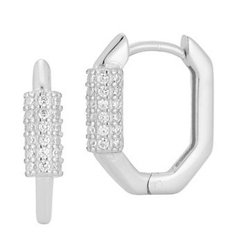 Sunkissed Sterling Cubic Zirconia Oval Huggie Hoop Earrings