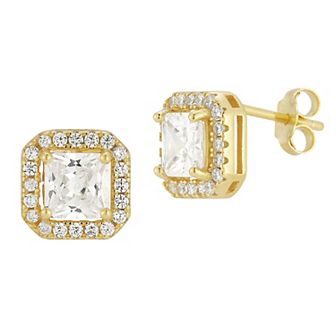 Sunkissed Sterling Cubic Zirconia Cluster Stud Earrings