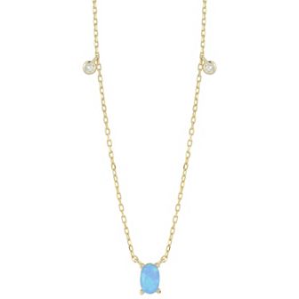 Sunkissed Sterling Lab-Created Blue Opal & Cubic Zirconia Necklace