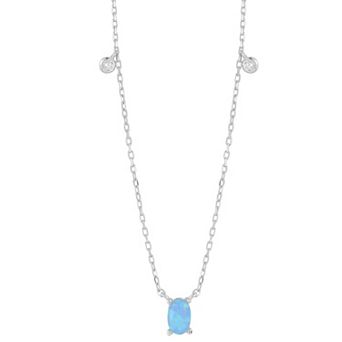 Sunkissed Sterling Lab-Created Blue Opal & Cubic Zirconia Necklace