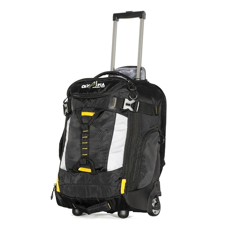 Olympia Cascade 20-Inch Wheeled Carry-On Backpack with Hideaway Straps, Bla